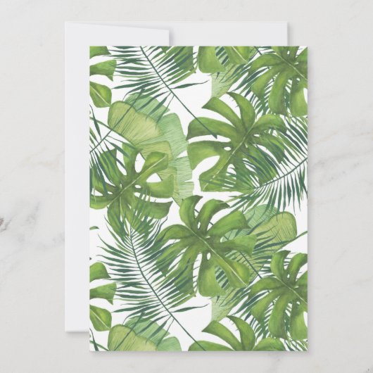 Verander de Datum Tropische Waterverf van Leaf Save The Date (Achterkant)