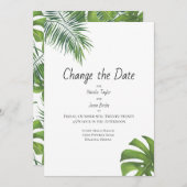 Verander de Datum Tropische Waterverf van Leaf Save The Date (Voorkant / Achterkant)