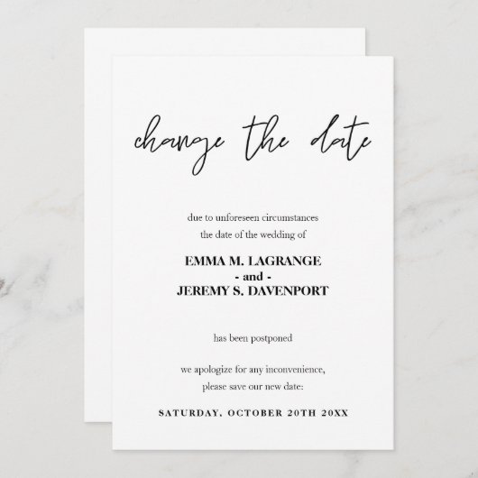 Verander de datum trouwaankondiging save the date (Voorkant / Achterkant)