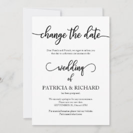 Verander de datum trouwdatum uitgesteld bericht kaart