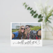 Verander de datum Trouwfoto Modern Fun Aankondigingskaart (Staand voorkant)