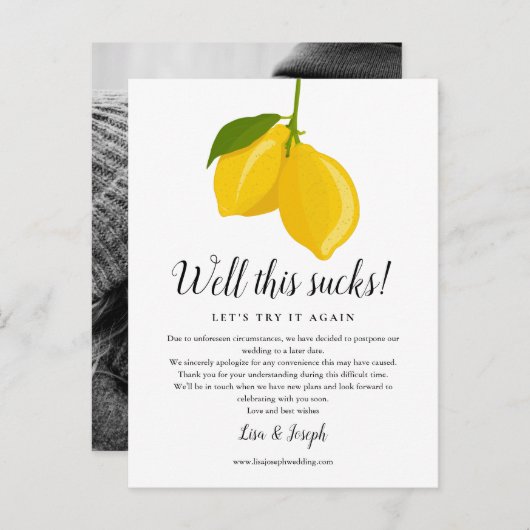 Verander de datum Uitgesteld Geannuleerd Citroenen Briefkaart (Voorkant / Achterkant)