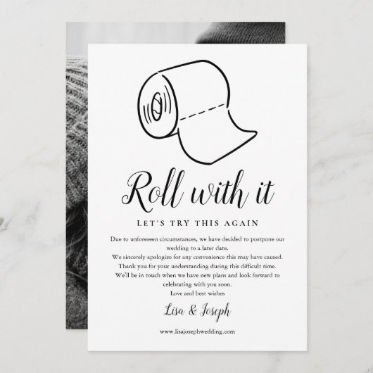 Verander de Datum Uitgesteld Geannuleerd Foto Save The Date (Voorkant / Achterkant)