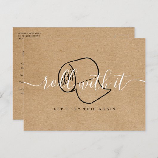 Verander de datum uitgesteld geannuleerd Rustic Briefkaart (Voorkant / Achterkant)