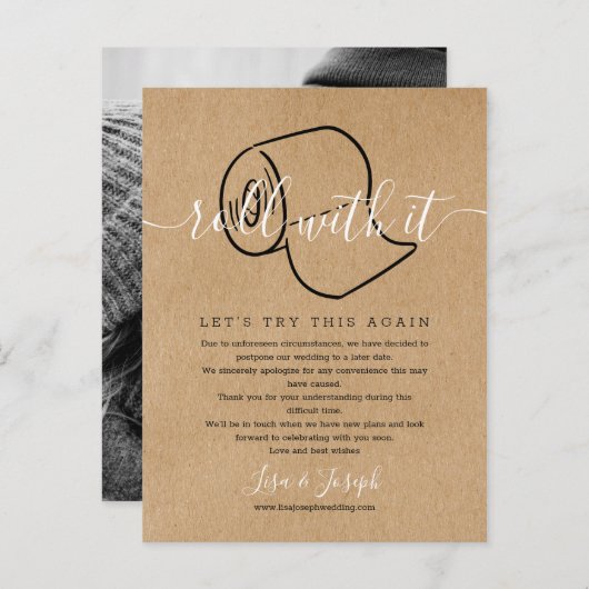 Verander de datum uitgesteld geannuleerd rustieke briefkaart (Voorkant / Achterkant)