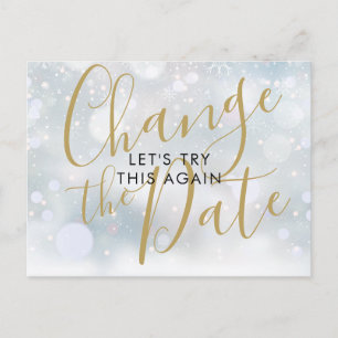 Verander de datum uitgesteld geannuleerd wintereve briefkaart