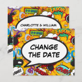 Verander de datum uitgesteld Modern Comic Book Aankondigingskaart (Voorkant / Achterkant)