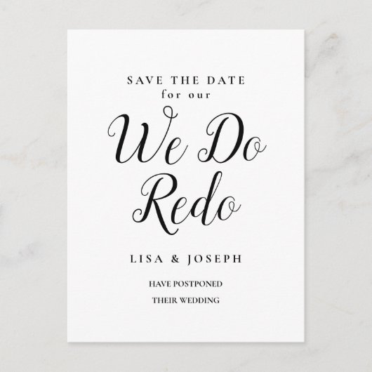 Verander de Datum Uitgesteld Wij doen opnieuw Aankondigingskaart (Voorkant)