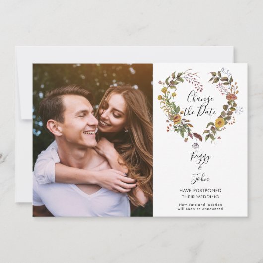Verander de datum uitgestelde bloemenfoto save the date (Voorkant)