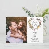Verander de datum uitgestelde bloemenfoto save the date (Staand voorkant)