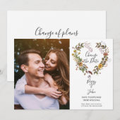 Verander de datum uitgestelde bloemenfoto save the date (Voorkant / Achterkant)