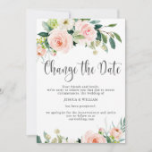 Verander de datum Uitgestelde Blush Rozen Bruiloft Kaart (Voorkant)