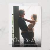 Verander de datum uitgestelde bruiloft script foto save the date (Voorkant)