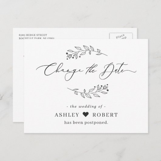 Verander de Datum Uitgestelde Eenvoudige hand Verl Briefkaart (Voorkant / Achterkant)