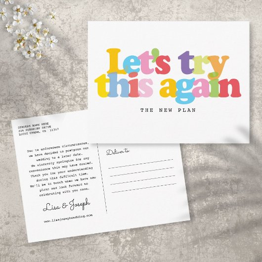 Verander de datum uitgestelde evenement Kleurrijk Briefkaart