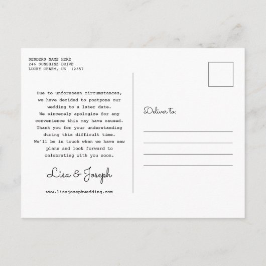 Verander de datum uitgestelde evenement Kleurrijk Briefkaart (Achterkant)