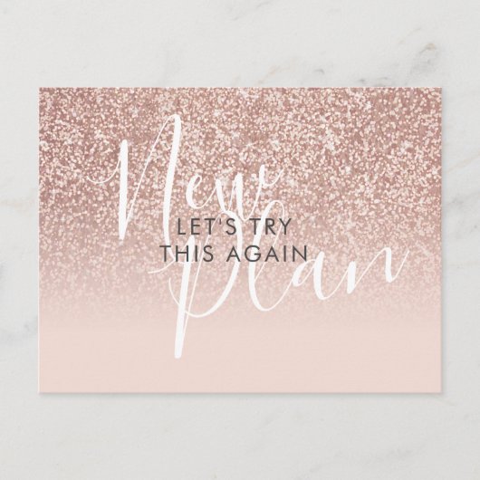 Verander de datum uitgestelde evenement Roze goude Briefkaart (Voorkant)