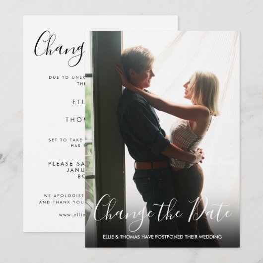 Verander de Datum Uitgestelde Foto van het Bodenma Save The Date (Voorkant / Achterkant)