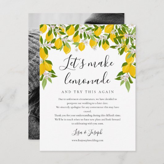 Verander de Datum Uitgestelde Geannuleerde Foto va Aankondigingskaart (Voorkant / Achterkant)