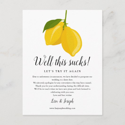 Verander de Datum Uitgestelde Geannuleerde Foto va Aankondigingskaart (Voorkant)