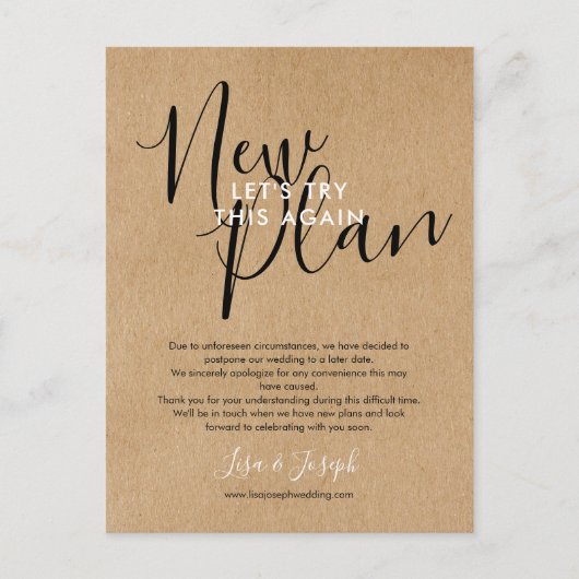 Verander de Datum Uitgestelde Geannuleerde Robuust Briefkaart (Voorkant)