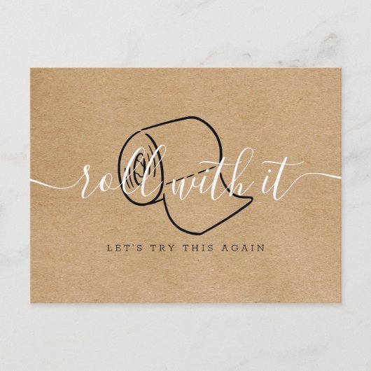 Verander de Datum Uitgestelde Geannuleerde Rustic Briefkaart (Voorkant)