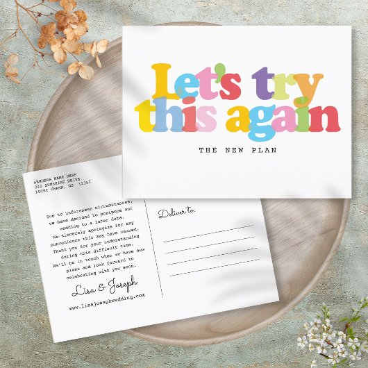 Verander De Datum Uitgestelde Gebeurtenis Kleurrij Aankondigingskaart