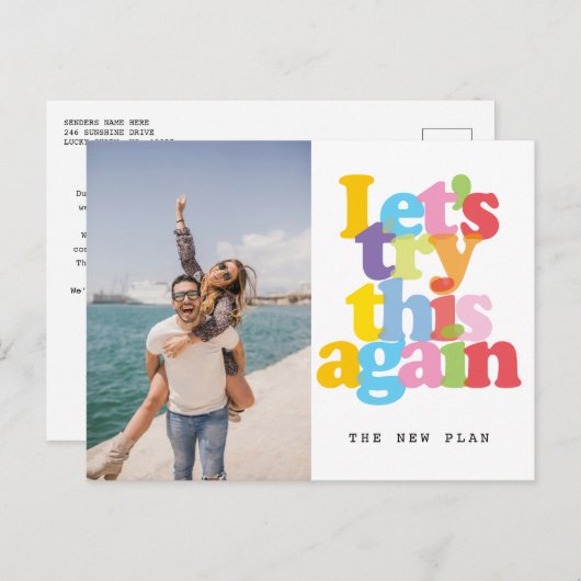 Verander De Datum Uitgestelde Gebeurtenis Kleurrij Aankondigingskaart (Voorkant / Achterkant)