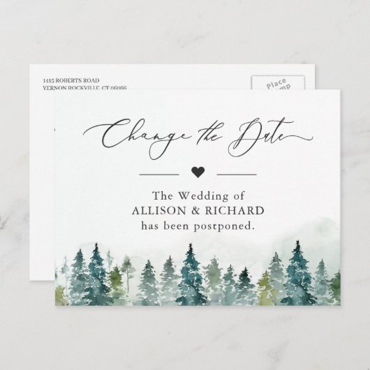 Verander de Datum Uitgestelde het bos van de Winte Briefkaart (Voorkant / Achterkant)