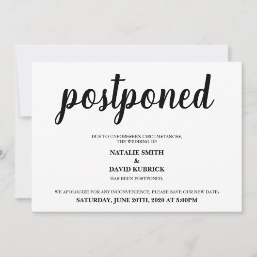 Verander de datum uitgestelde huwelijksaankondigin kaart (Voorkant)