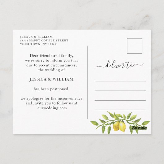 Verander de Datum Uitgestelde Leemons Greenery Briefkaart (Achterkant)