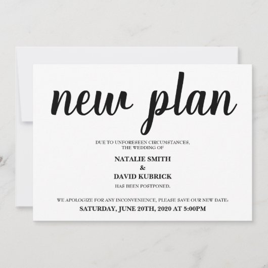 Verander de datum uitgestelde trouwdatumaankondigi kaart (Voorkant)