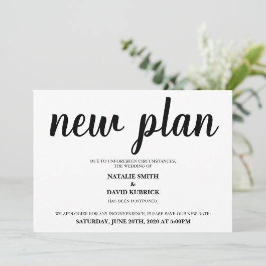 Verander de datum uitgestelde trouwdatumaankondigi kaart (Staand voorkant)