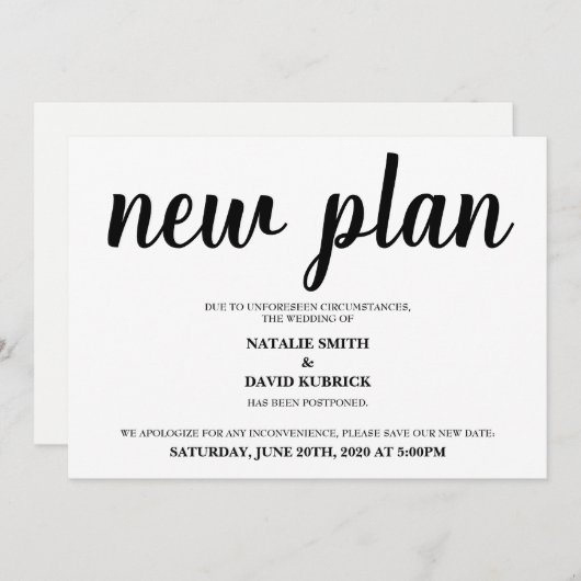 Verander de datum uitgestelde trouwdatumaankondigi kaart (Voorkant / Achterkant)