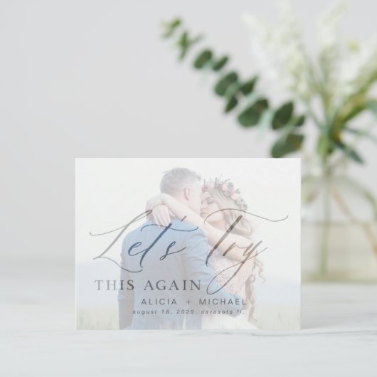 Verander de datum uitgestelde trouwfoto sparen dat aankondigingskaart (Staand voorkant)