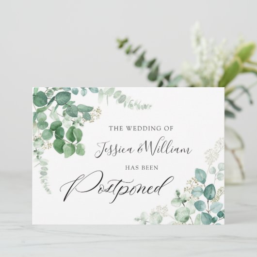 Verander de Datum Uitgestelde Waterverf Eucalyptus Kaart (Staand voorkant)