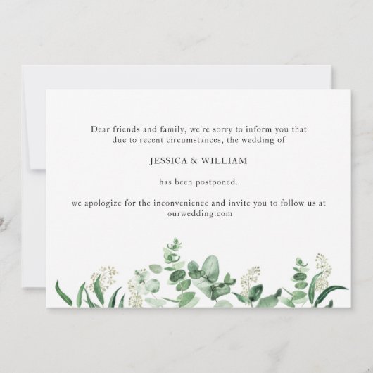 Verander de Datum Uitgestelde Waterverf Eucalyptus Kaart (Achterkant)