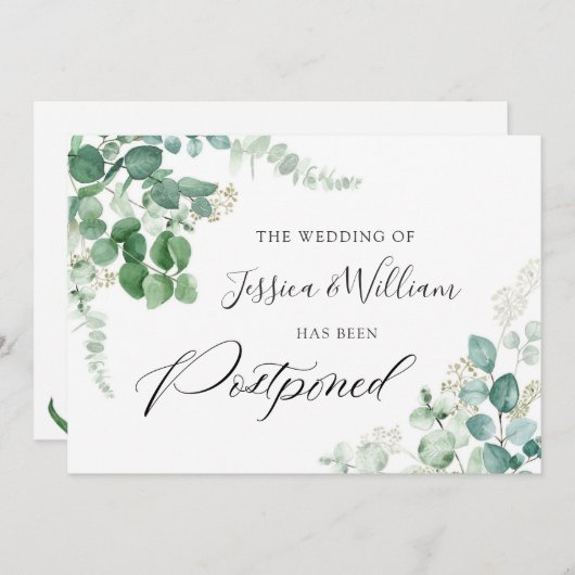 Verander de Datum Uitgestelde Waterverf Eucalyptus Kaart (Voorkant / Achterkant)