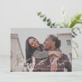 Verander de datum Uitstel Huwelijk Calligraphy Fot Aankondiging (Staand voorkant)