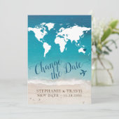 Verander de Datum van de Beach Bestemming Wedding Aankondiging (Staand voorkant)