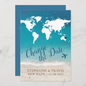 Verander de Datum van de Beach Bestemming Wedding Aankondiging (Voorkant / Achterkant)