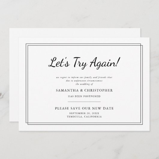 Verander de datum van de bruiloft, laten we het op aankondiging (Voorkant / Achterkant)