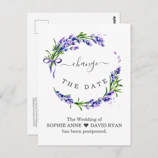 Verander de Datum van de Floral bruiloft van de La Briefkaart (Voorkant / Achterkant)