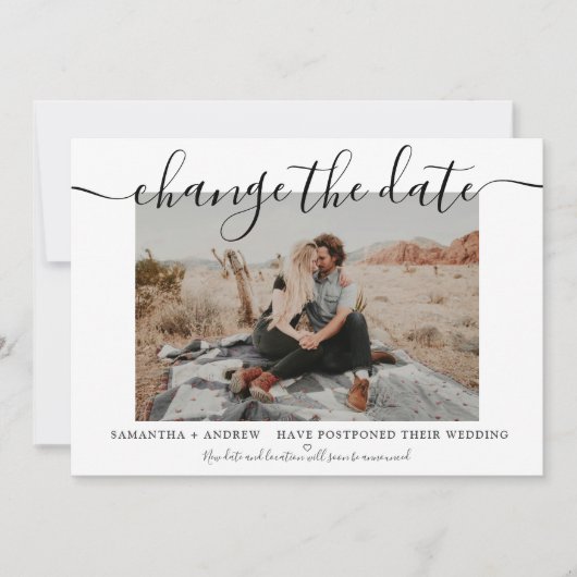 Verander de datum van de moderne witte kerkelijke save the date (Voorkant)