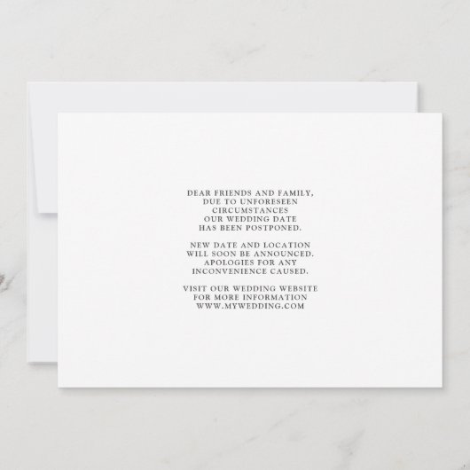 Verander de datum van de moderne witte kerkelijke save the date (Achterkant)