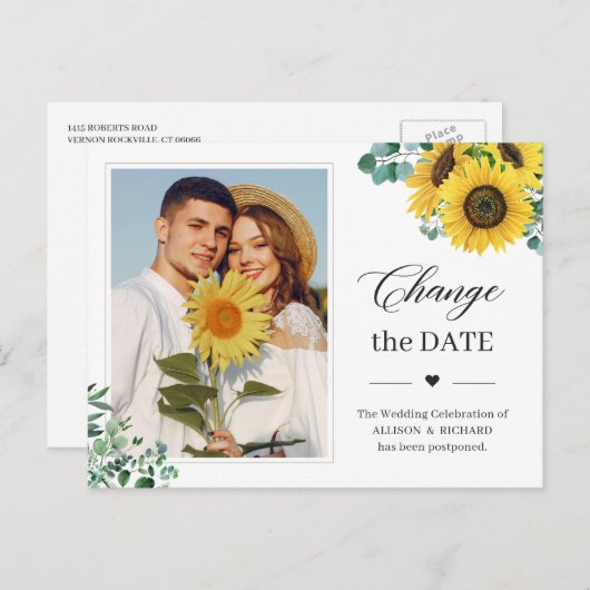 Verander de Datum van de Zonnebloem Eucalyptus Fot Briefkaart (Voorkant / Achterkant)