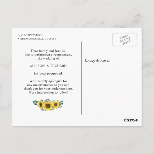 Verander de Datum van de Zonnebloem Eucalyptus Fot Briefkaart (Achterkant)