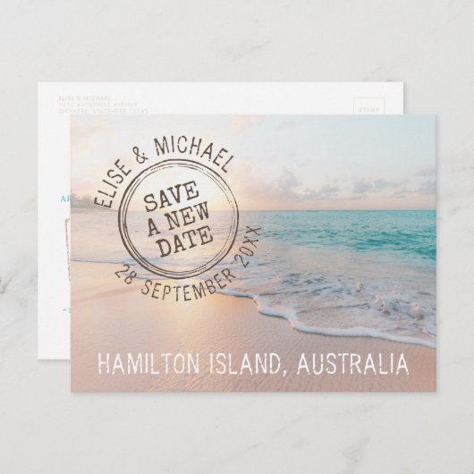 Verander de datum van het Beach Wedding Passport s Aankondigingskaart (Voorkant / Achterkant)