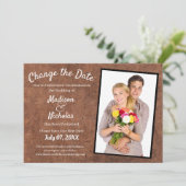 Verander de datum van het Donkere bruine huwelijk Save The Date (Staand voorkant)