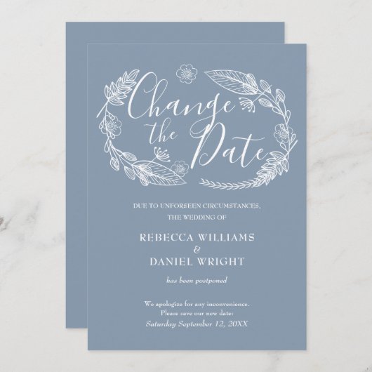 Verander de datum van het huwelijk Tuurlijk Land F Save The Date (Voorkant / Achterkant)